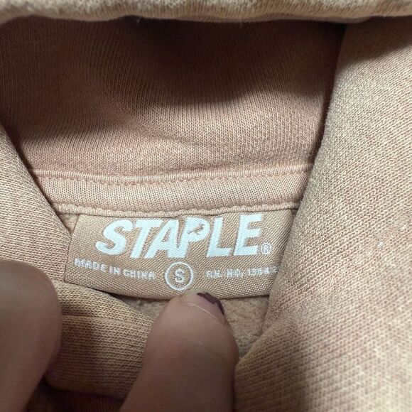 Staple Pigeon Hoodie Sweatshirt Small Tan Embroidered Broadway Pullover Logo - Picture 6 of 8